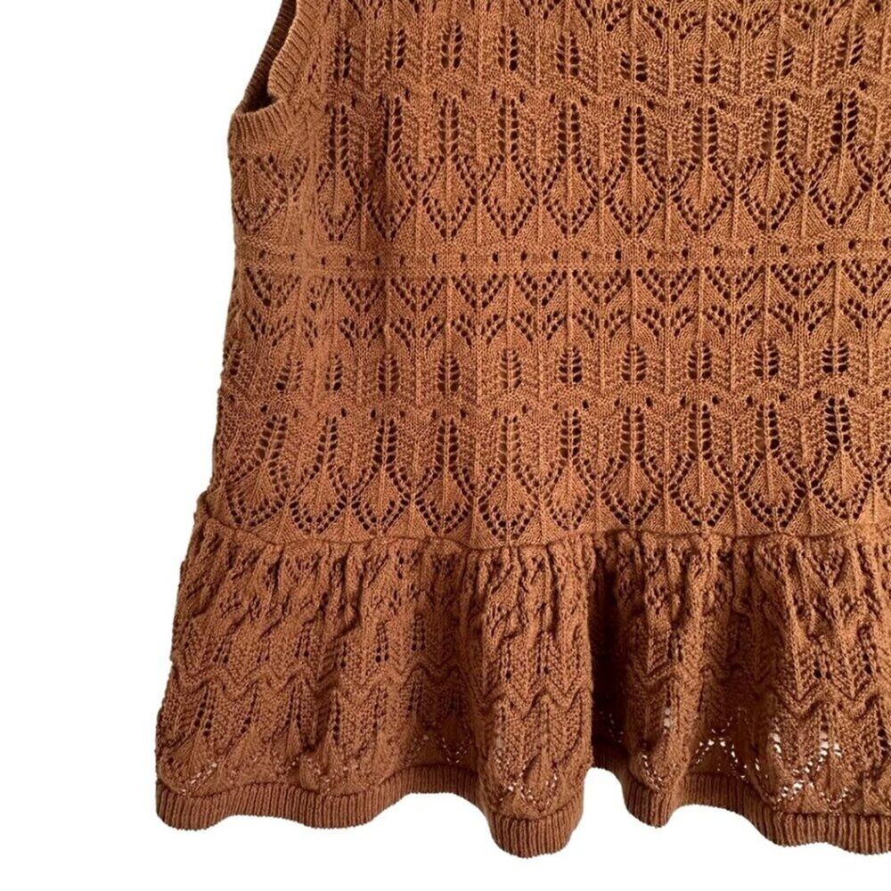 House of Harlow Knitted Peplum Top Brown XS - Picture 3 of 10